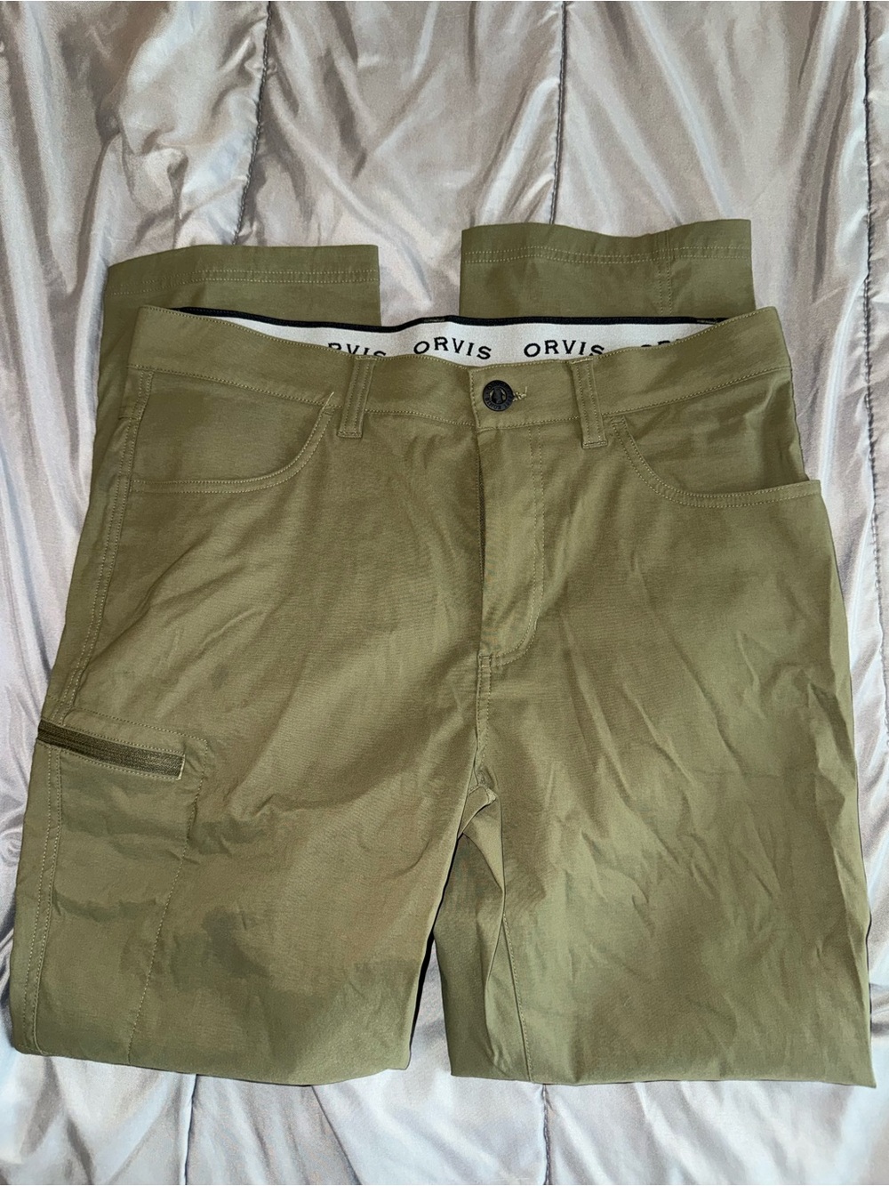 Orvis Men's Olive Cargo Pants with Zip Pocket
